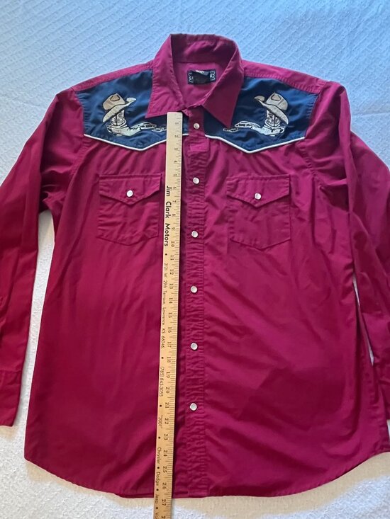 High Noon Large long sleeve pearl snaps western shirt cowboy boot hat red mens - Picture 1 of 5